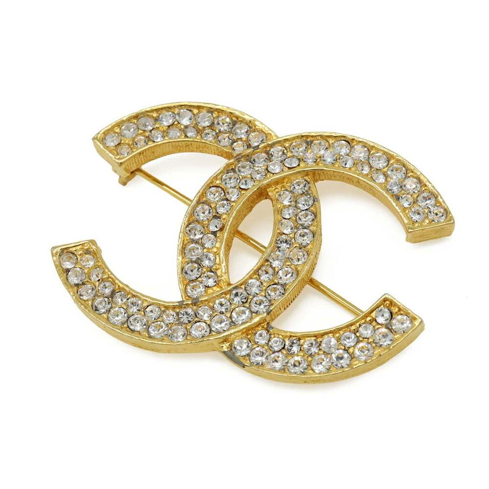CHANEL Authentic Gold Logo Brooch